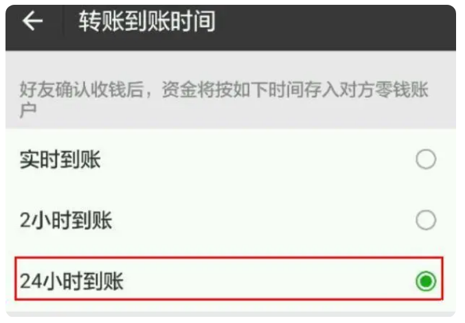 平舆苹果手机维修分享iPhone微信转账24小时到账设置方法 