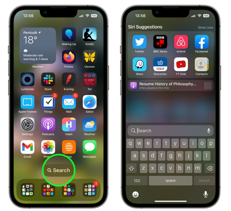 平舆苹果手机维修分享升级到 iOS 16 后，如何删除主屏幕上的搜索按钮 