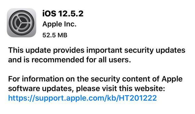 平舆苹果手机维修分享iOS12.5.2发布，建议所有老苹果用户安装 